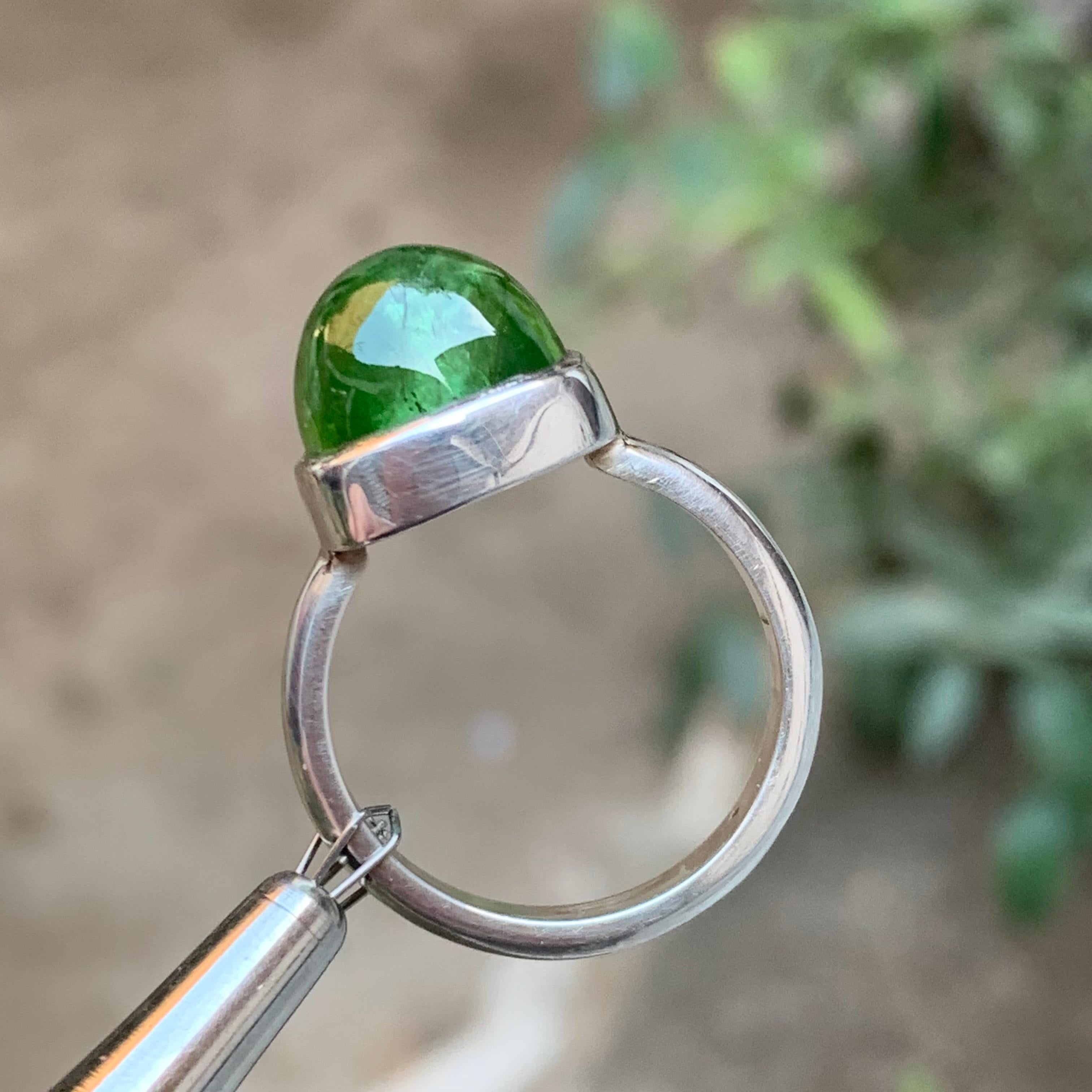 Green Natural Tourmaline Gemstone 925 Sterling Silver Handmade Cocktail Ring 6