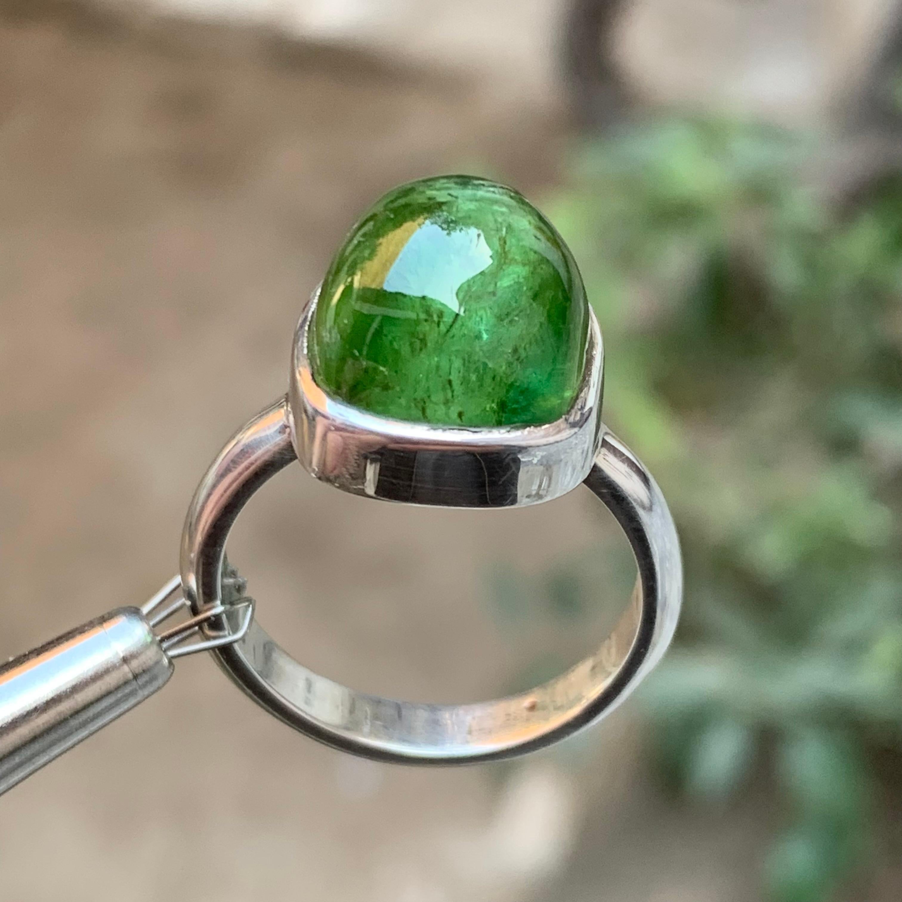 Green Natural Tourmaline Gemstone 925 Sterling Silver Handmade Cocktail Ring 1