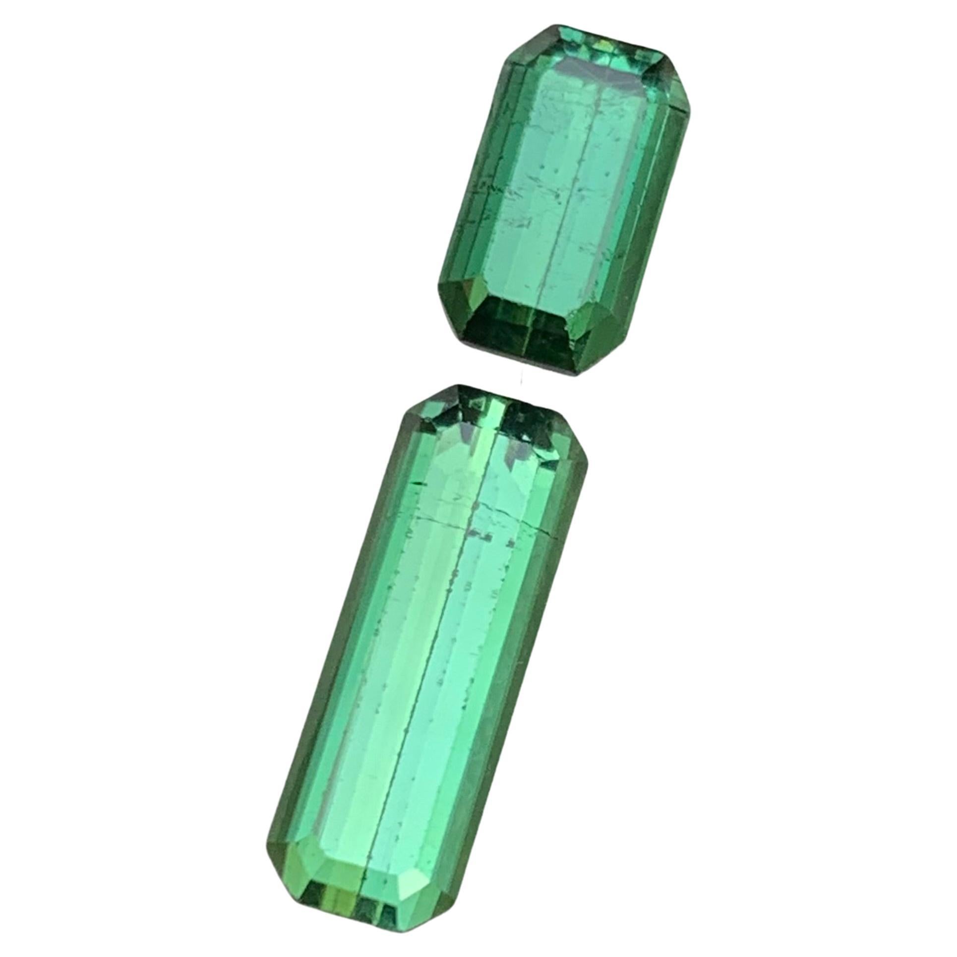 Gemas sueltas de turmalina natural verde talla esmeralda alargada de 4.45 qt-Joyería