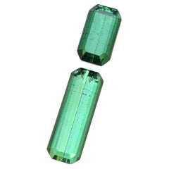 Grüner Natürlicher Turmalin Lose Edelsteine 4.45 Ct Länglicher Smaragd-Schliff-Schmuck