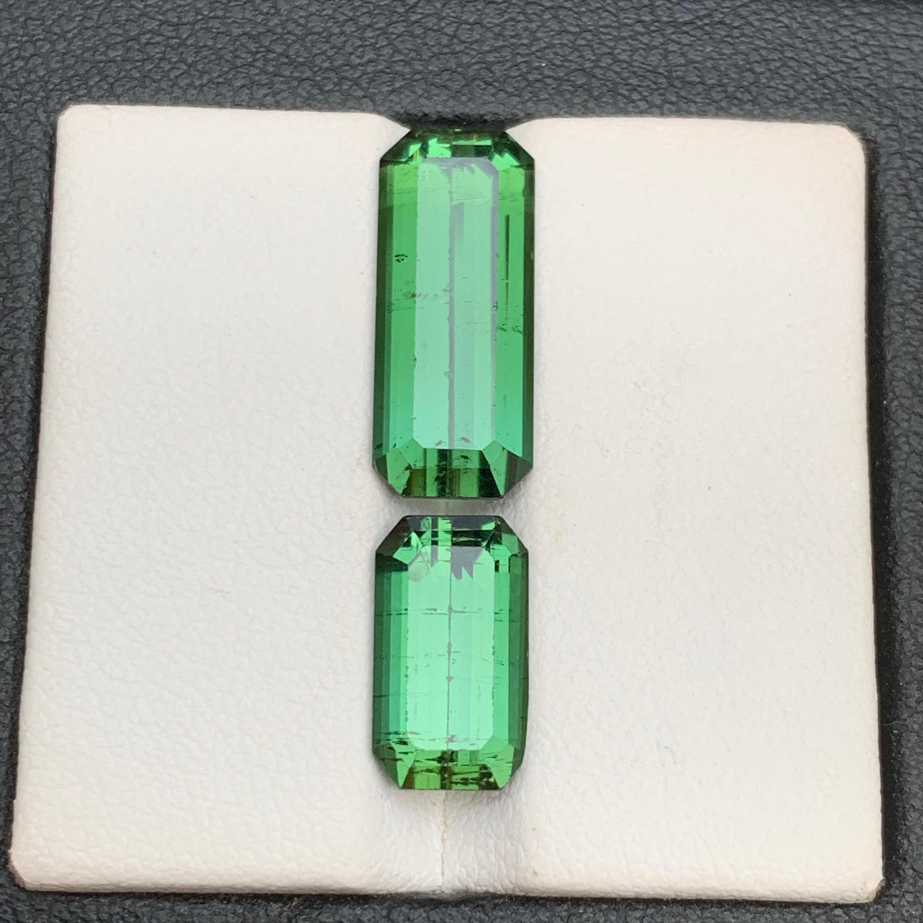 Grüner Natürlicher Turmalin Lose Edelsteine 8.95 Ct Länglicher Smaragd-Schliff-Schmuck im Angebot 2
