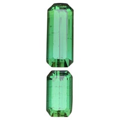 Gemas sueltas de turmalina natural verde talla esmeralda alargada de 8.95 qt-Joyería