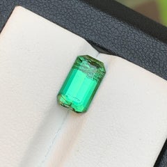 Green Natural Tourmaline Ring Loose Gemstone 2.40 Ct Emerald Cut for Jewelry