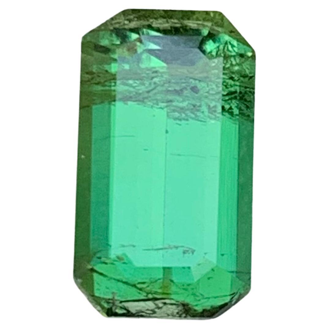 Green Natural Tourmaline Ring Loose Gemstone 2.40 Ct Emerald Cut for Jewelry