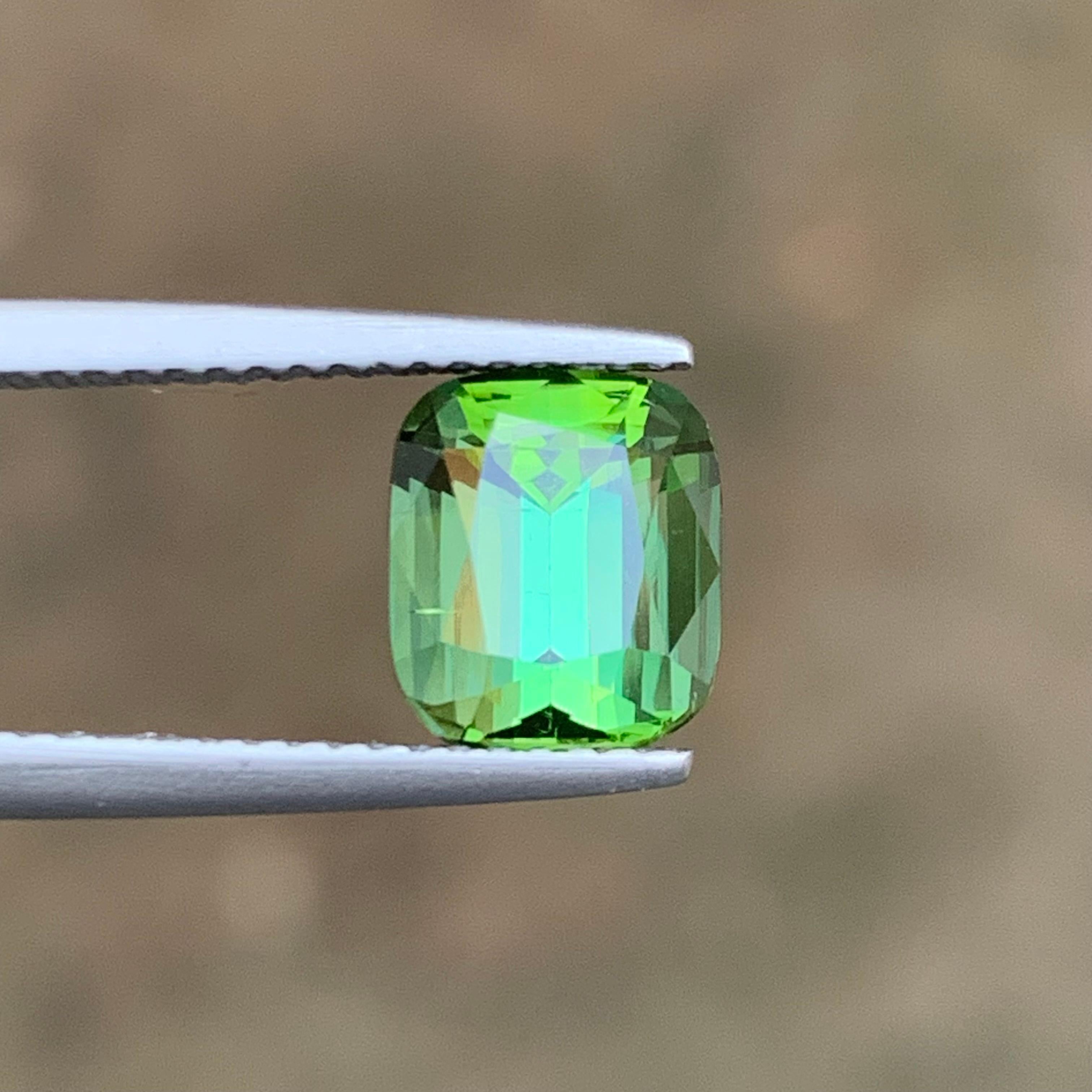 Exquisite Green Natural Tourmaline Gemstone – A Masterpiece from Afghanistan

💎 GEMSTONE TYPE: Tourmaline 
⚖️ WEIGHT: 2.55 Carats
🪚 SHAPE & CUT: Cushion Cut
📏 SIZE (MM): 8.12 x 7.08 x 6.02
🌈 COLOR: Green
🔎 CLARITY: 99% Eye Clean
🧪 TREATMENT:
