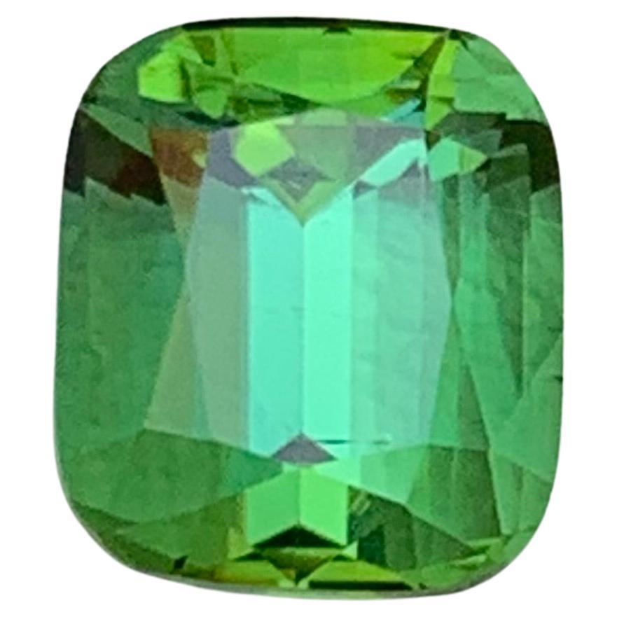 Green Natural Tourmaline Ring Loose Gemstone 2.55 Carat Cushion Cut for Jewelry