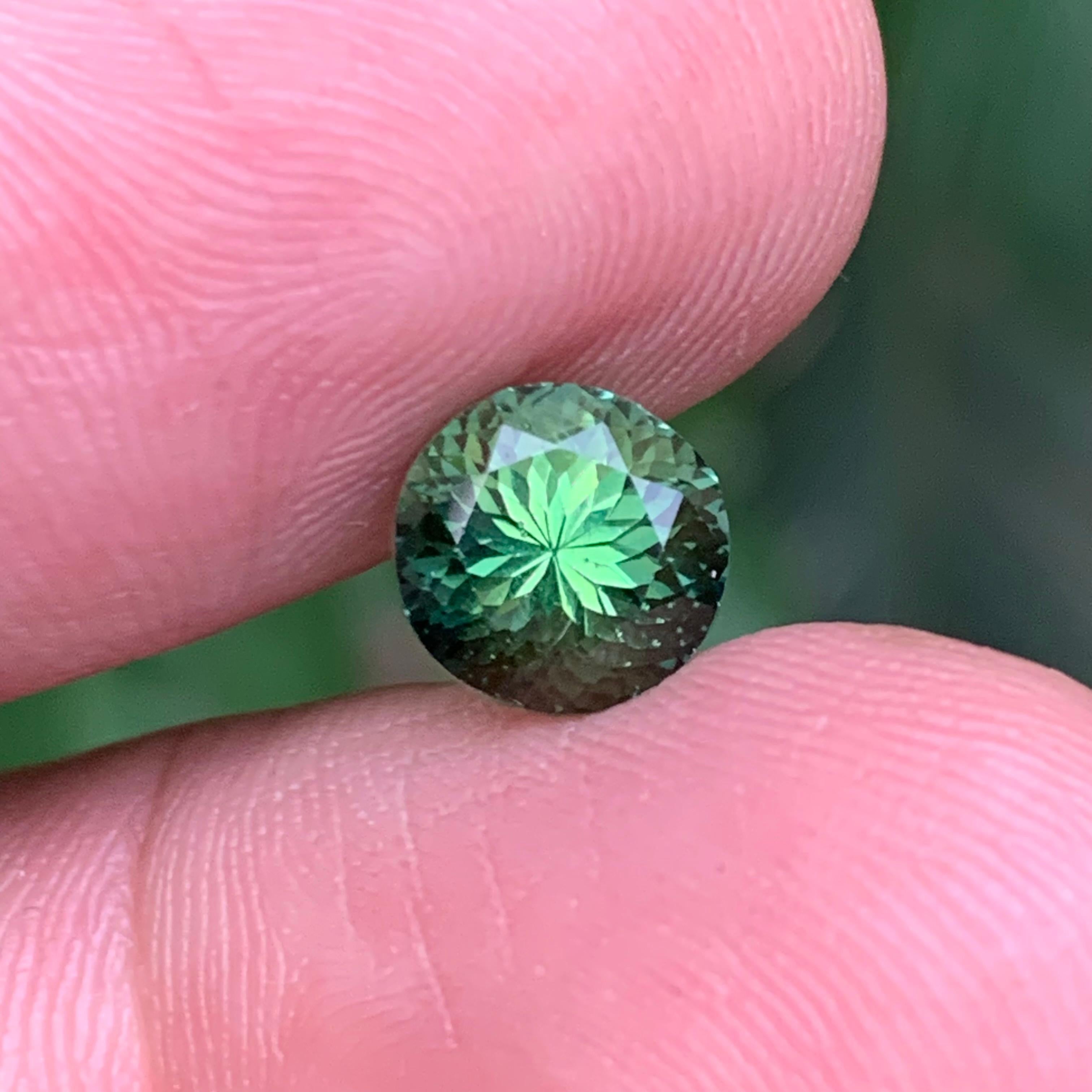 Green Natural Tourmaline Ring Loose Gemstone 2.60 Ct Round Brilliant Flower Cut For Sale 1
