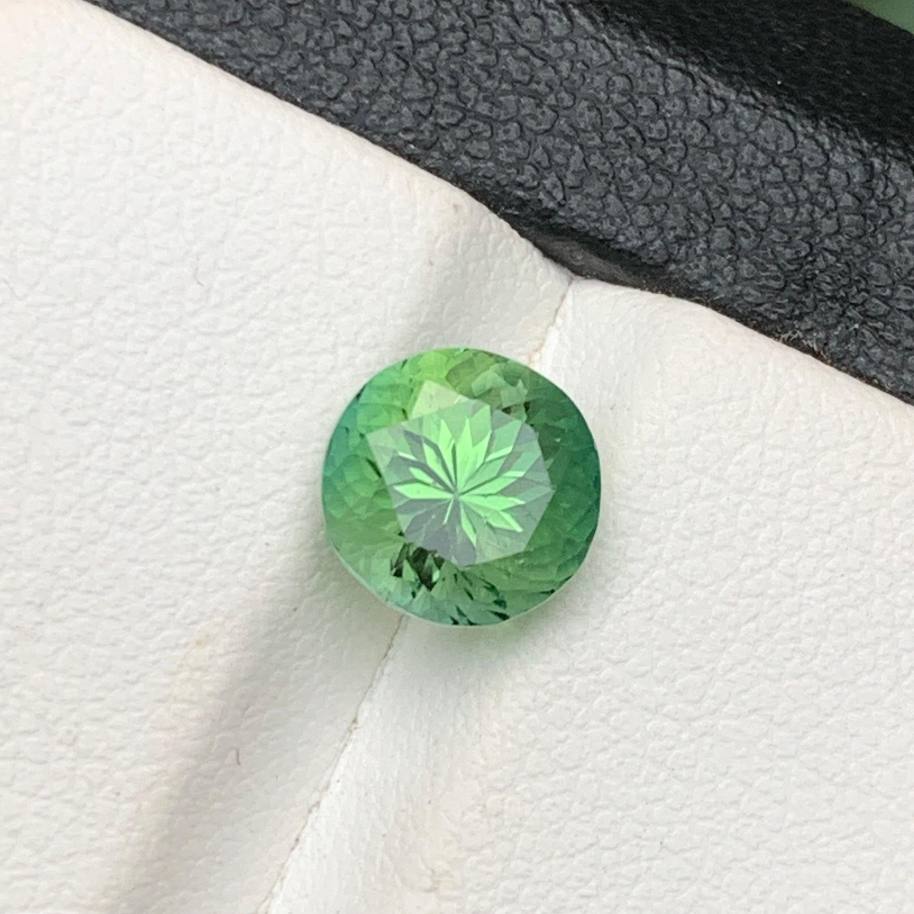 Green Natural Tourmaline Ring Loose Gemstone 2.60 Ct Round Brilliant Flower Cut For Sale 3