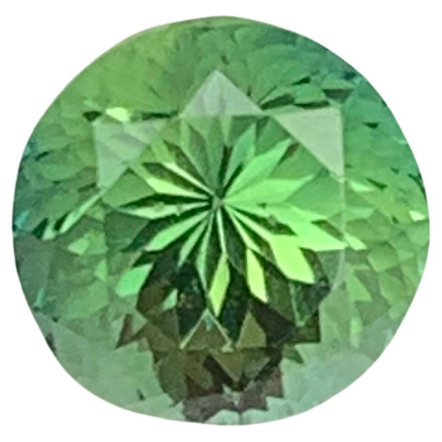 Green Natural Tourmaline Ring Loose Gemstone 2.60 Ct Round Brilliant Flower Cut For Sale