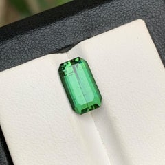 Green Natural Tourmaline Ring Loose Gemstone 3.45 Carat Emerald Cut for Jewelry