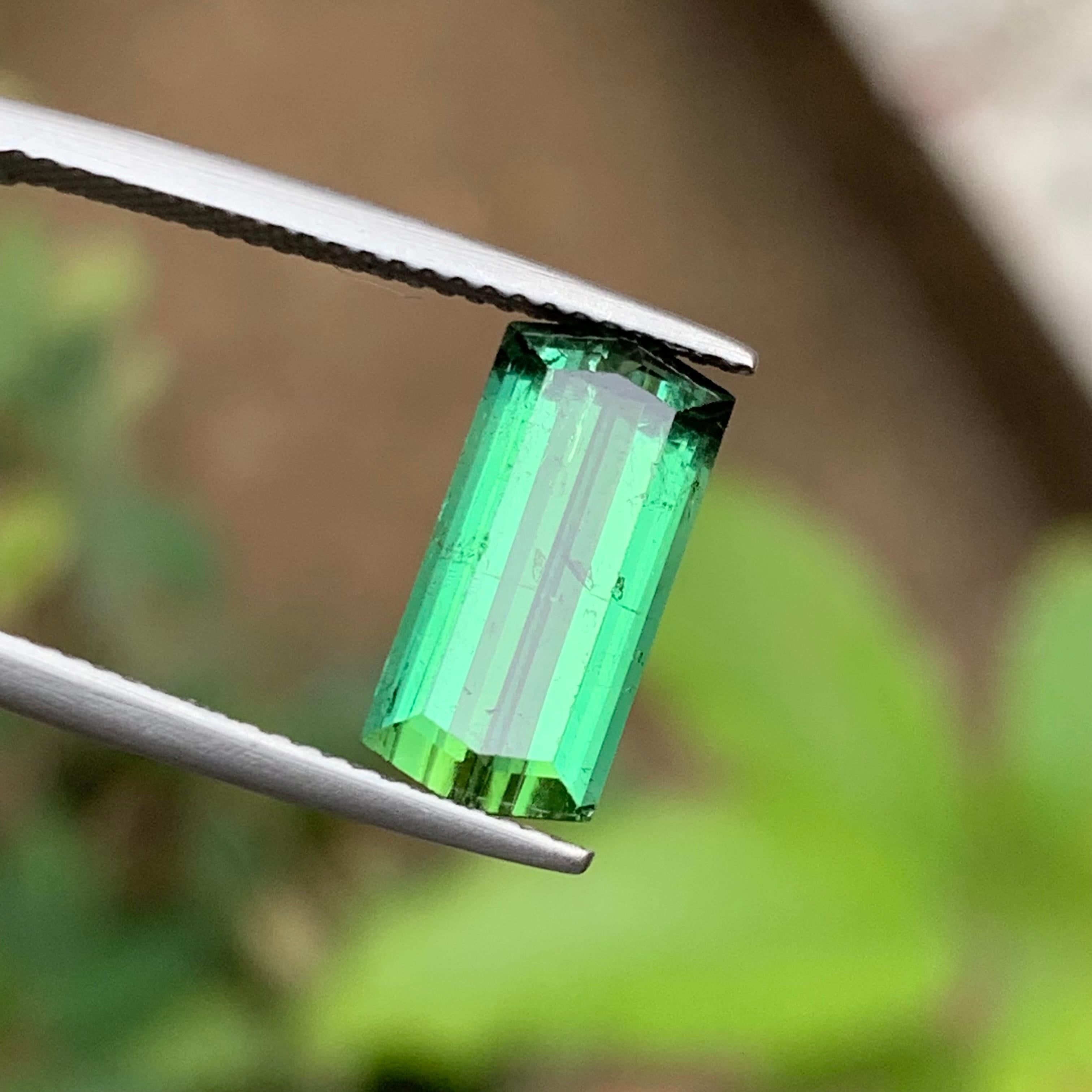 Green Natural Tourmaline Ring Loose Gemstone 3.70 Ct Modified Emerald Cut-Jewel For Sale 6