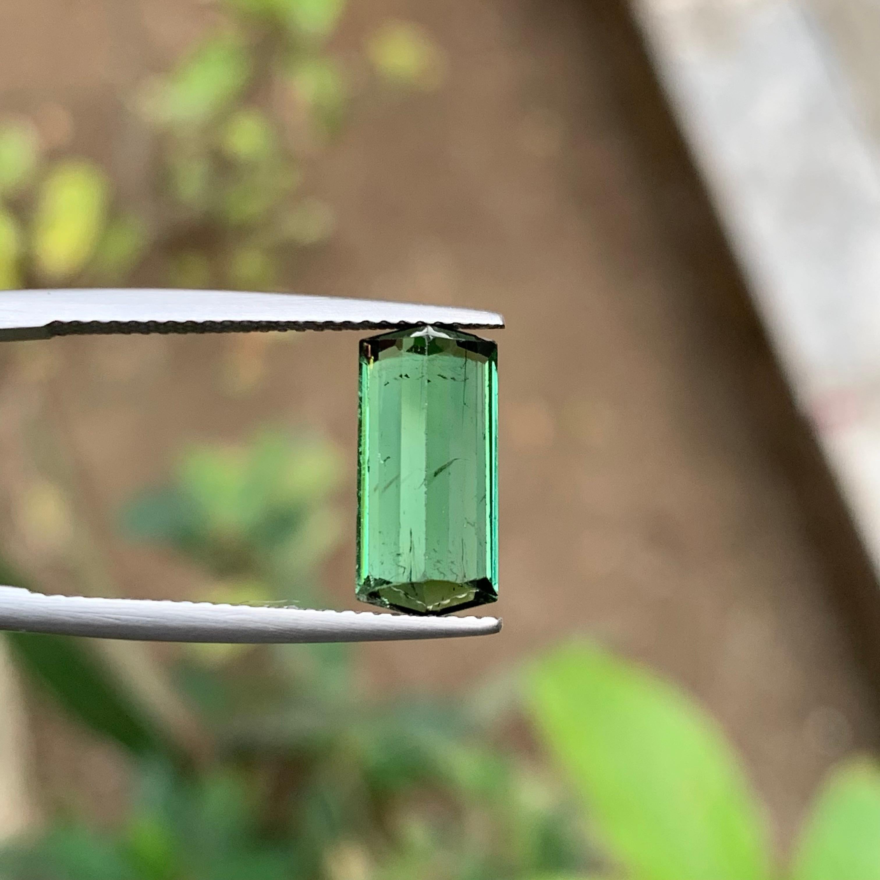 Green Natural Tourmaline Ring Loose Gemstone 3.70 Ct Modified Emerald Cut-Jewel For Sale 3