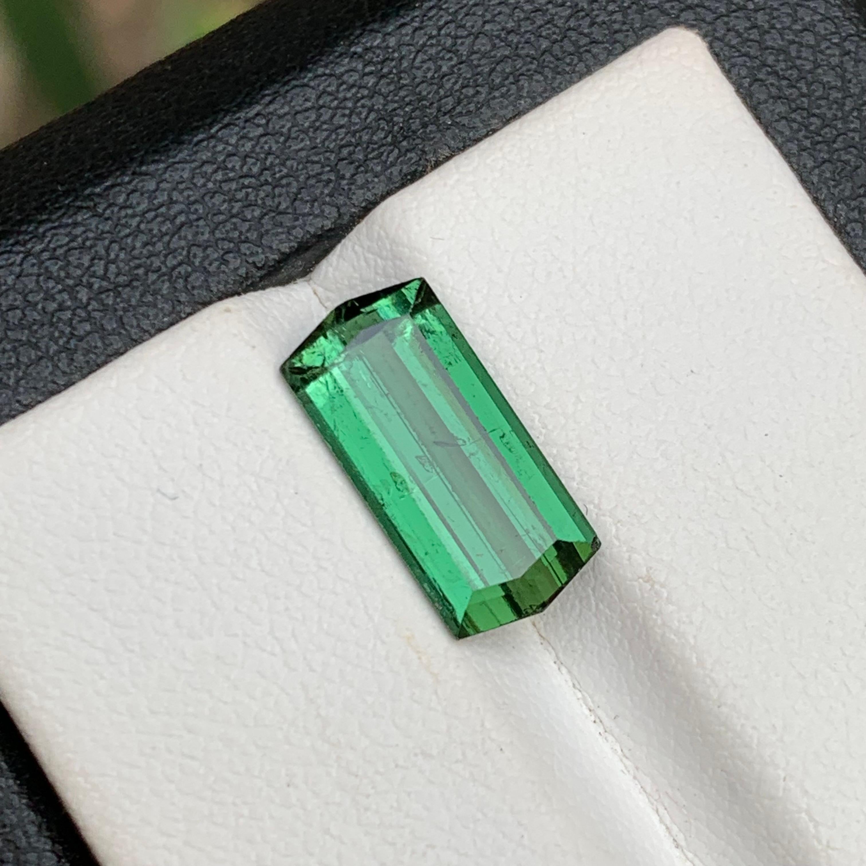 Green Natural Tourmaline Ring Loose Gemstone 3.70 Ct Modified Emerald Cut-Jewel For Sale 4