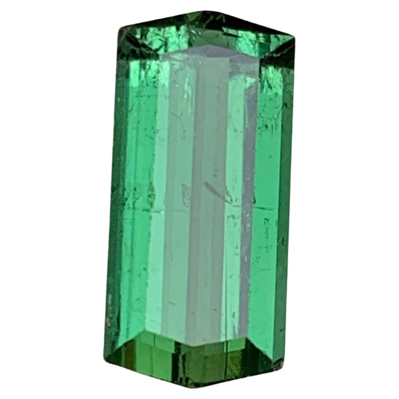 Green Natural Tourmaline Ring Loose Gemstone 3.70 Ct Modified Emerald Cut-Jewel For Sale