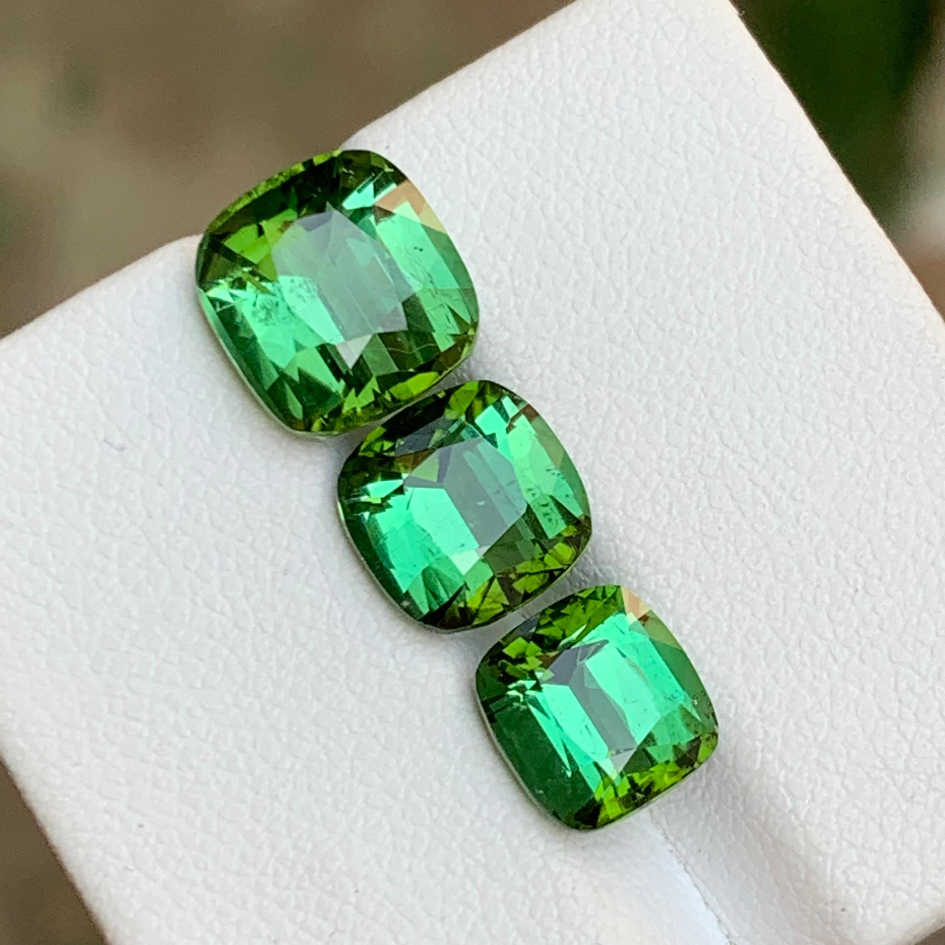 8.55 Carats Green Natural Tourmaline Gemstones – Cushion Cut

💎 GEMSTONE TYPE: Tourmaline
⚖️ WEIGHT: 8.55 Carats
🪚 SHAPE & CUT: Cushion Cut
📏 SIZE (MM): 
Top to bottom:
3.80 Carat: 9.31 x 8.72 x 6.22
2.50 Carat: 8.08 x 8.05 x 5.41
2.25 Carat: