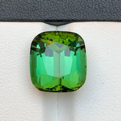 Anello con tormalina naturale verde, ciondolo con gemma sciolta da 12.95 carati con taglio a cuscino - Jewell