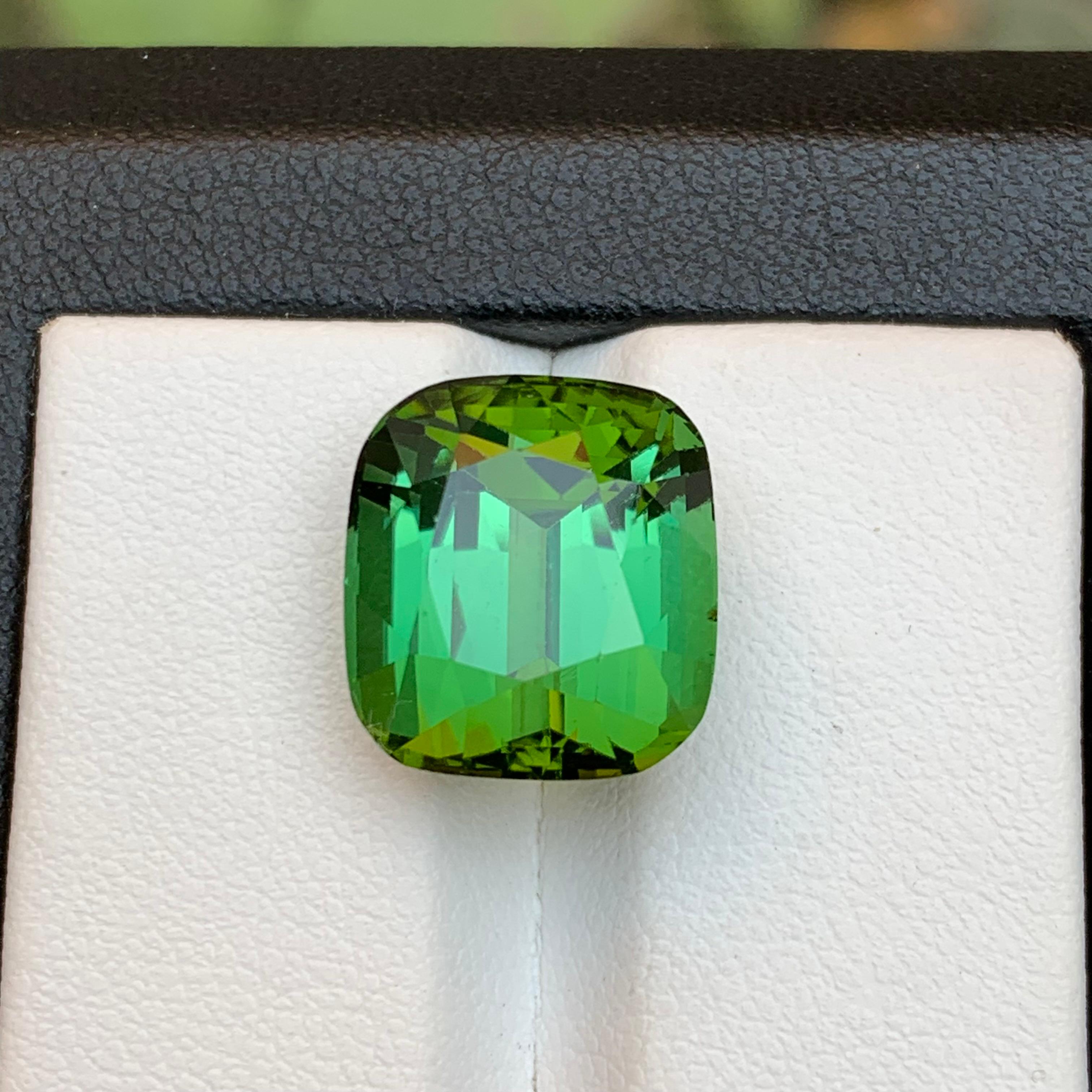 Women's or Men's Green Natural Tourmaline Ring, Pendant Loose Gemstone 12.95 Ct Cushion Cut-Jewel For Sale
