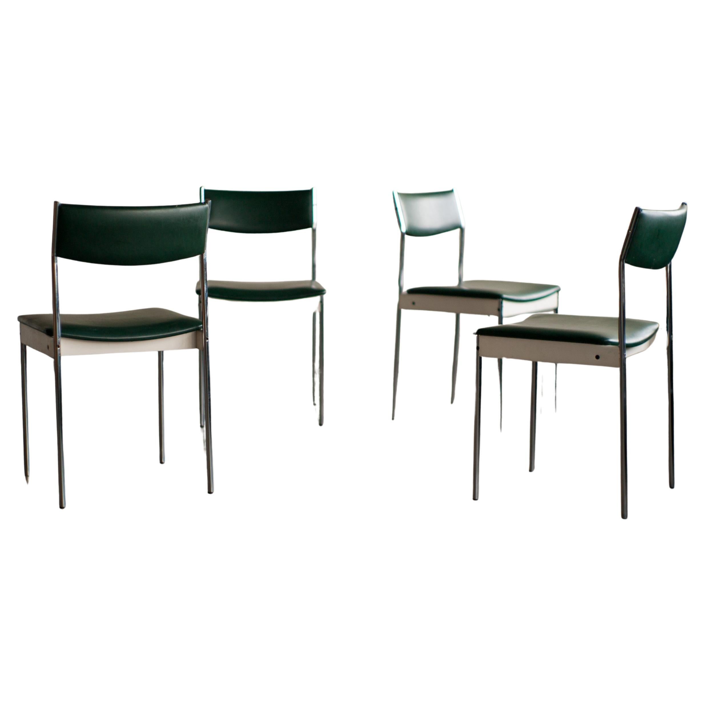 Green Naugahyde Dining Chairs, Italy, 1960 For Sale