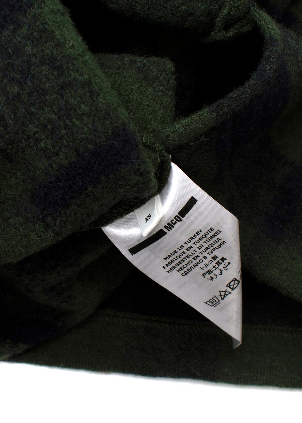Green & Navy Plaid Wool Flannel Overshirt For Sale 1