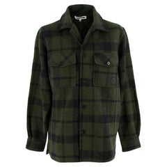 Green & Navy Plaid Wool Flannel Overshirt