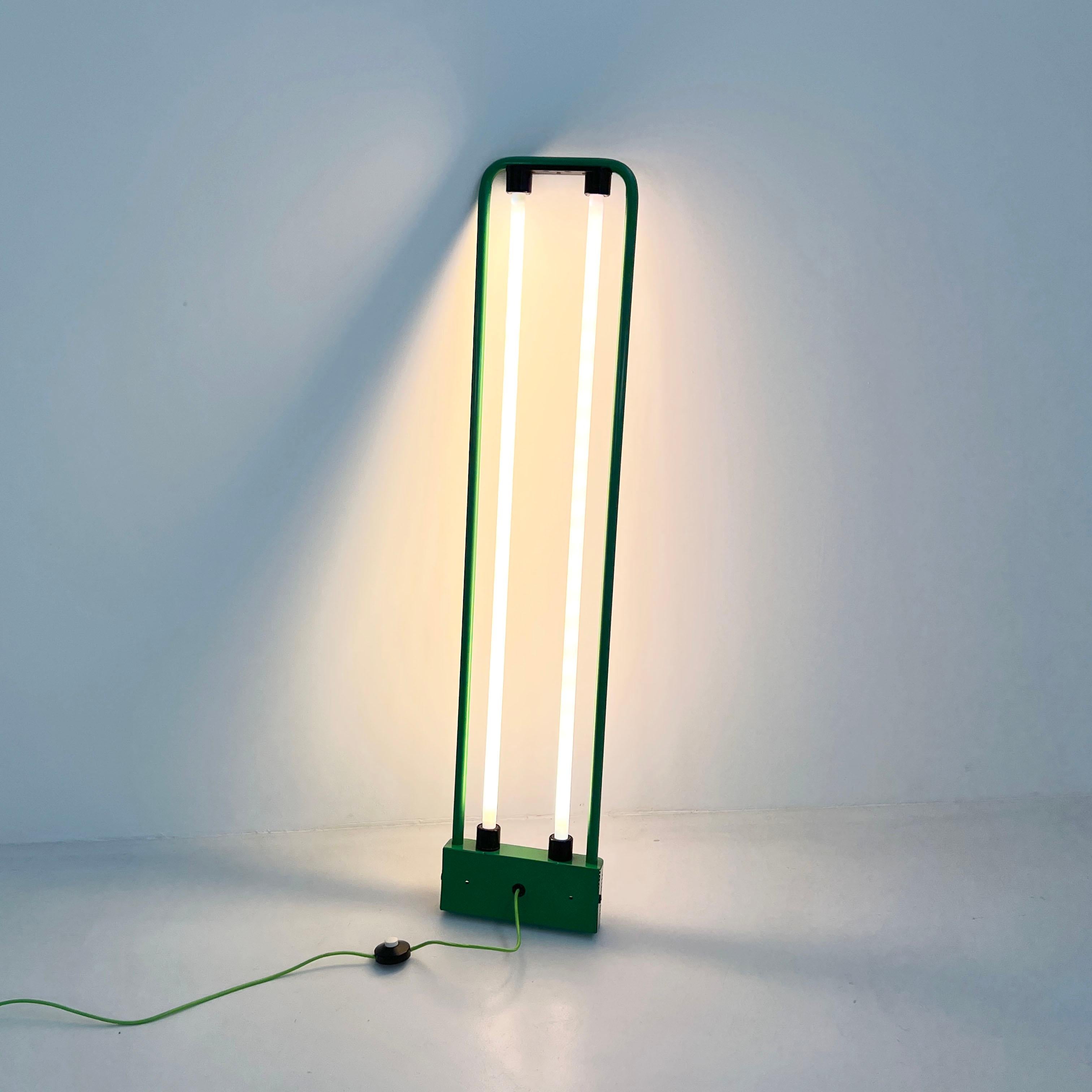 Metallo Lampada al neon verde di Gian N. Gigante per Zerbetto, anni '80