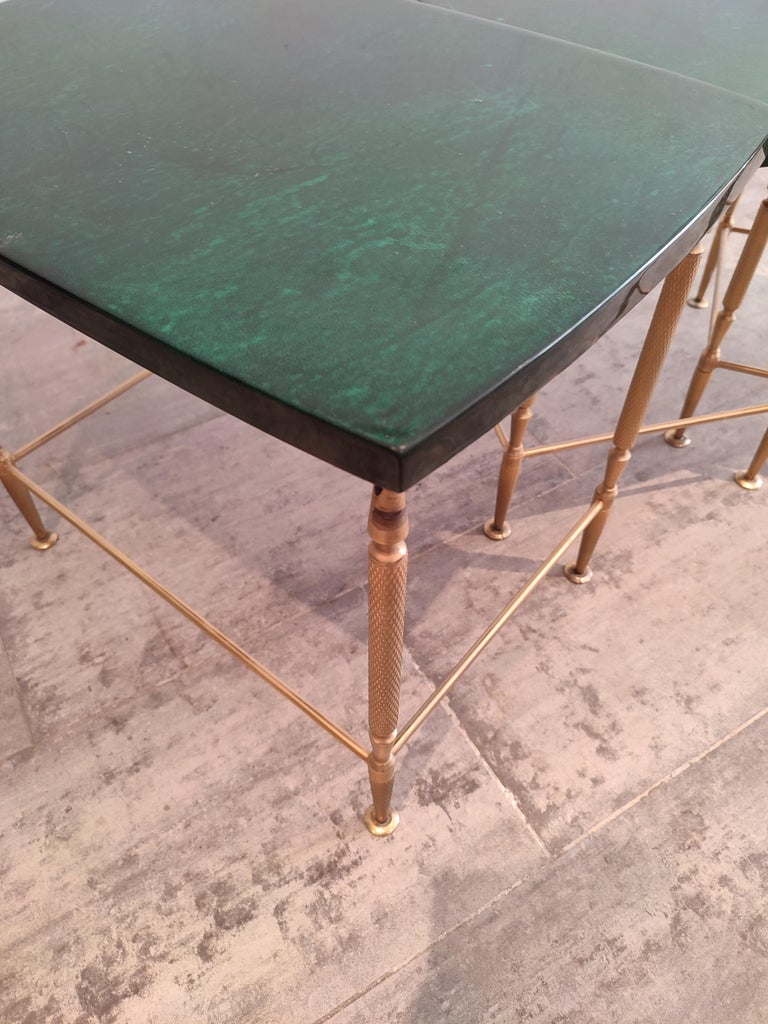 Green Nesting Tables by Aldo Tura, 1975, Set of 3 For Sale at 1stDibs