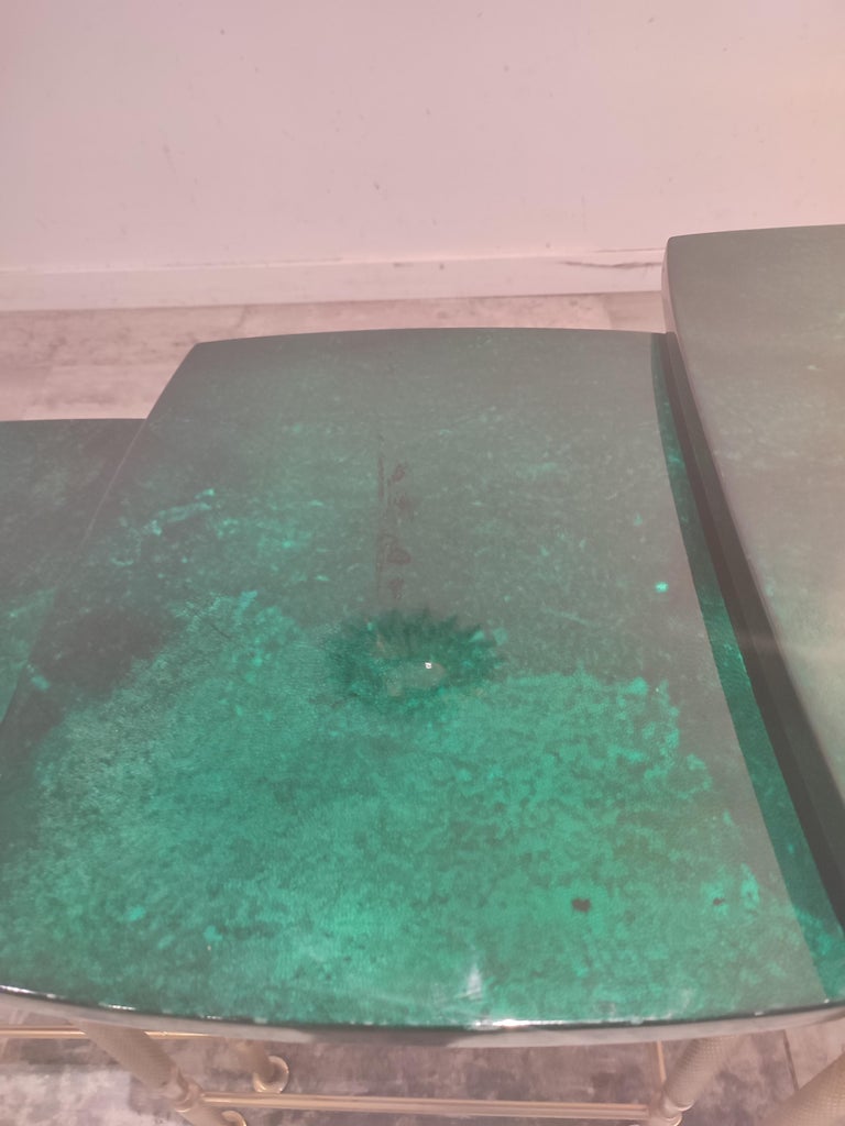 Green Nesting Tables by Aldo Tura, 1975, Set of 3 For Sale at 1stDibs