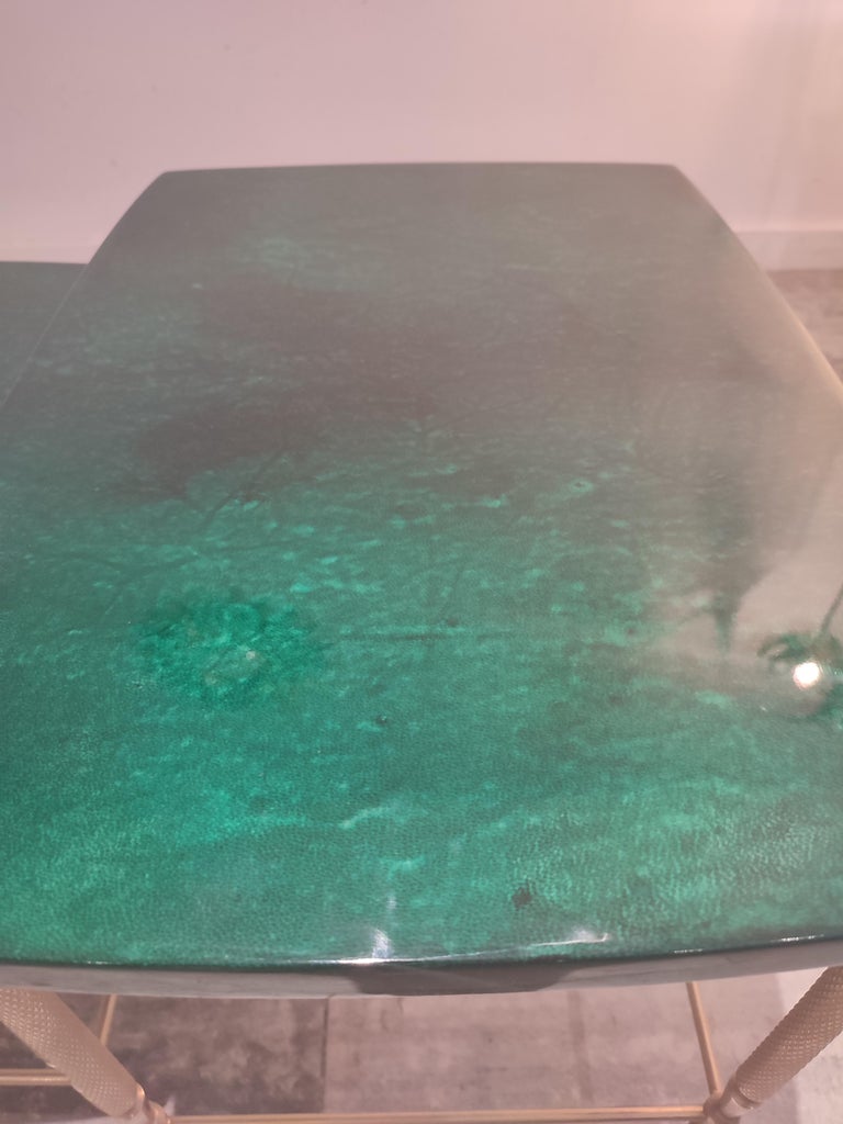 Green Nesting Tables by Aldo Tura, 1975, Set of 3 For Sale at 1stDibs