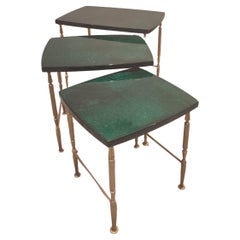Green Nesting Tables by Aldo Tura, 1975, Set of 3