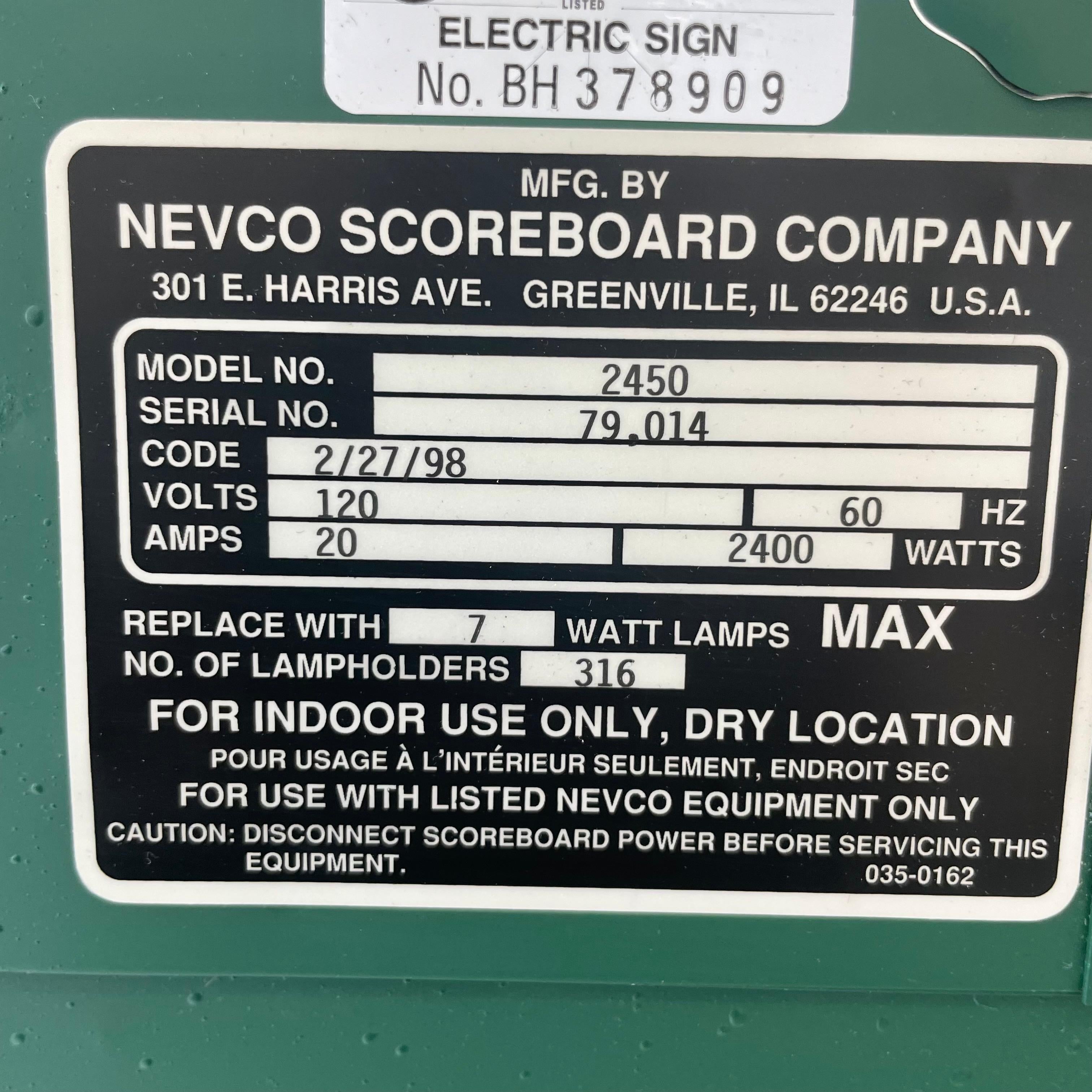 Green Nevco Christmas Light Scoreboard, 1998 1