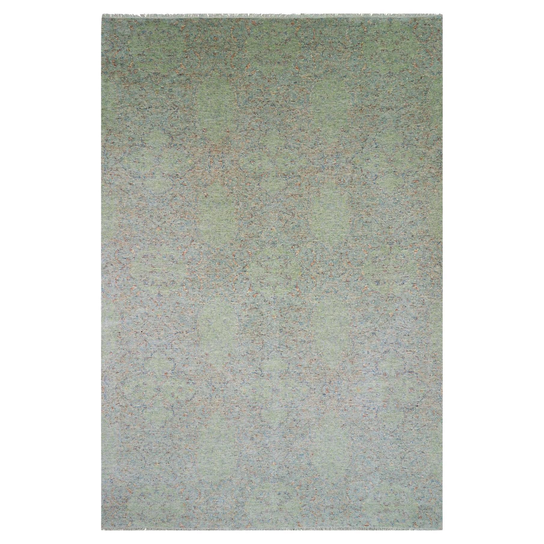 Green Obscured and Subtle Collection Hand Knotted Wool Oversized Oriental Rug