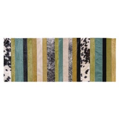 Green Ochre and White Stripes Nueva Raya Customizable Cowhide Runner Large