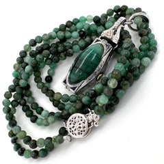 Emerald "Green O'Clock" White Gold Watch Conversion Pendant with Emerald Chain