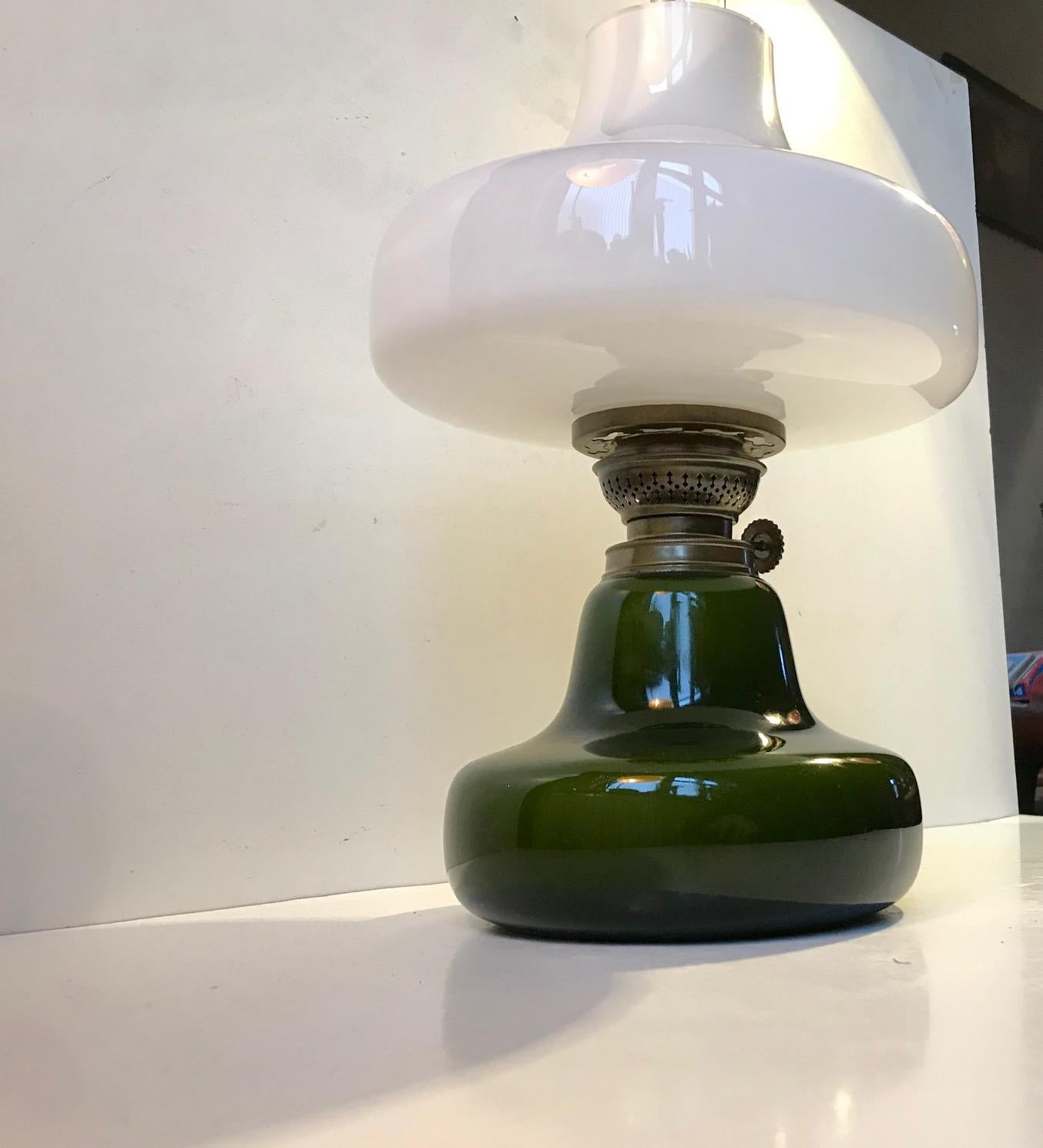 Mid-Century Modern Green Oline Oil Table Lamp from Fog & Mørup, Denmark, 1960s
