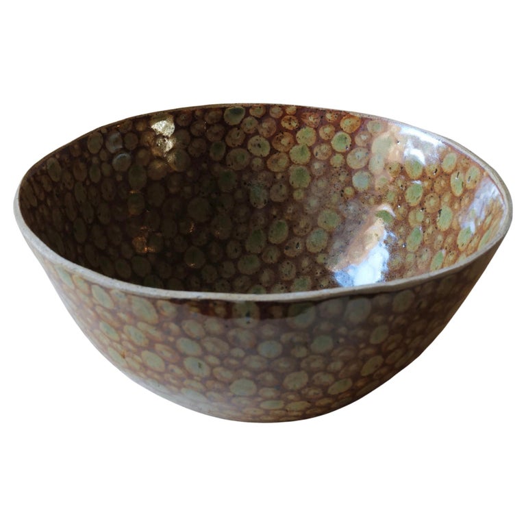 Green on Brown Dots Small Serving Bowl by Lana Kova For Sale at 1stDibs