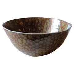 Green on Brown Dots Small Serving Bowl by Lana Kova