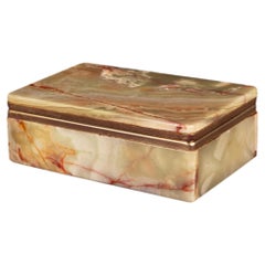 Green Onyx and Brass Lidded Catch-all Box, Italy, 1970