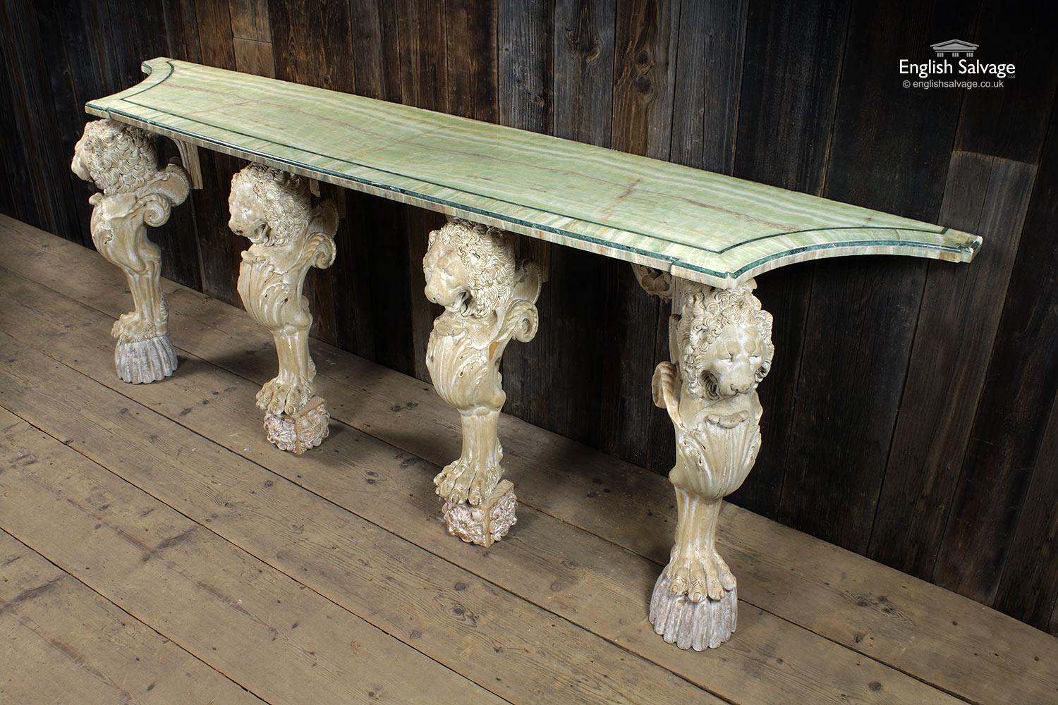 Green Onyx Carved Console Table, 20th Century For Sale 1