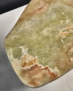 Green Onyx Coffee Table with Brushed Aluminum or Brass Base