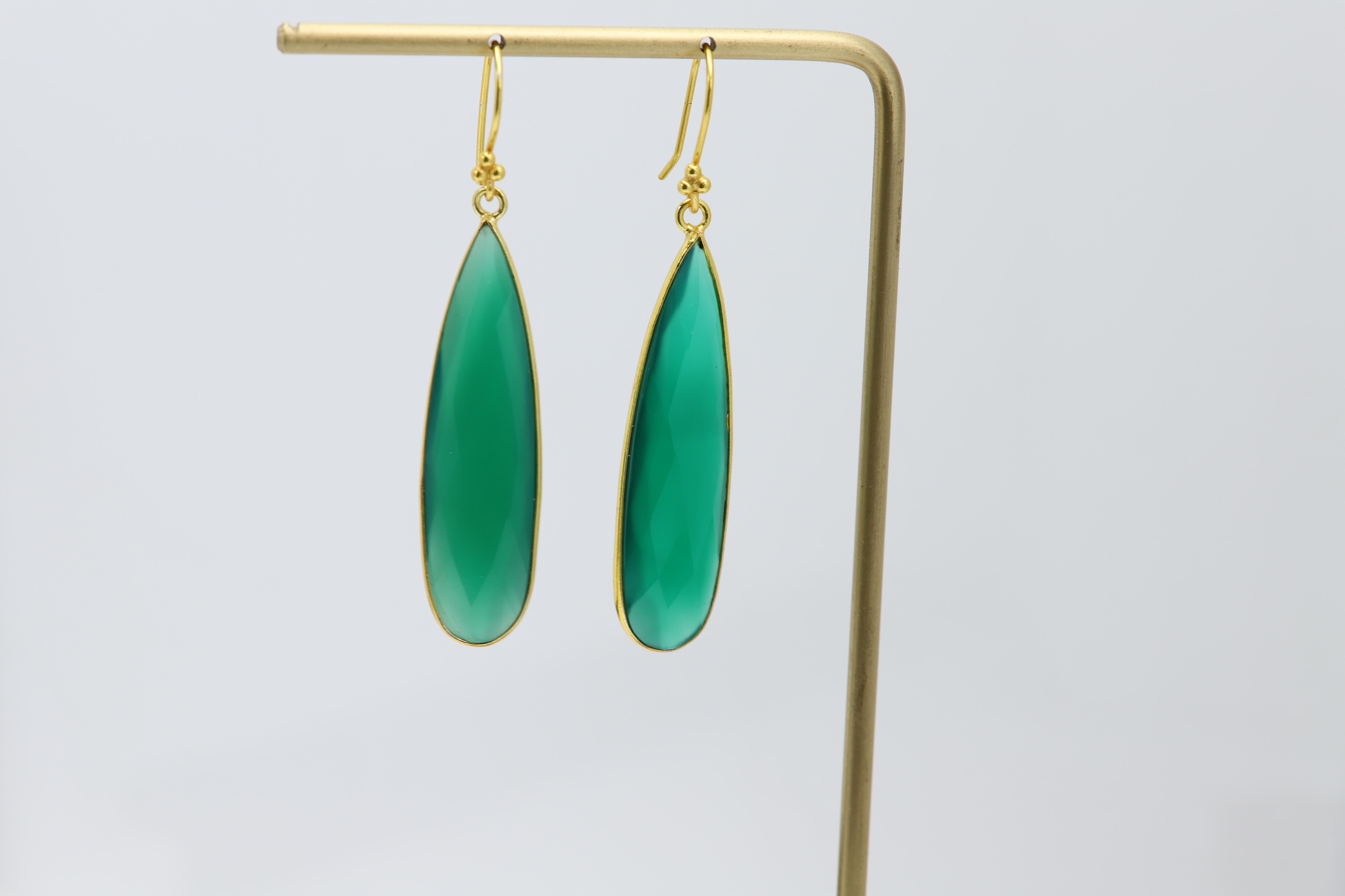 Green Onyx Dangle Earrings Sterling Silver Chandelier Earring 1