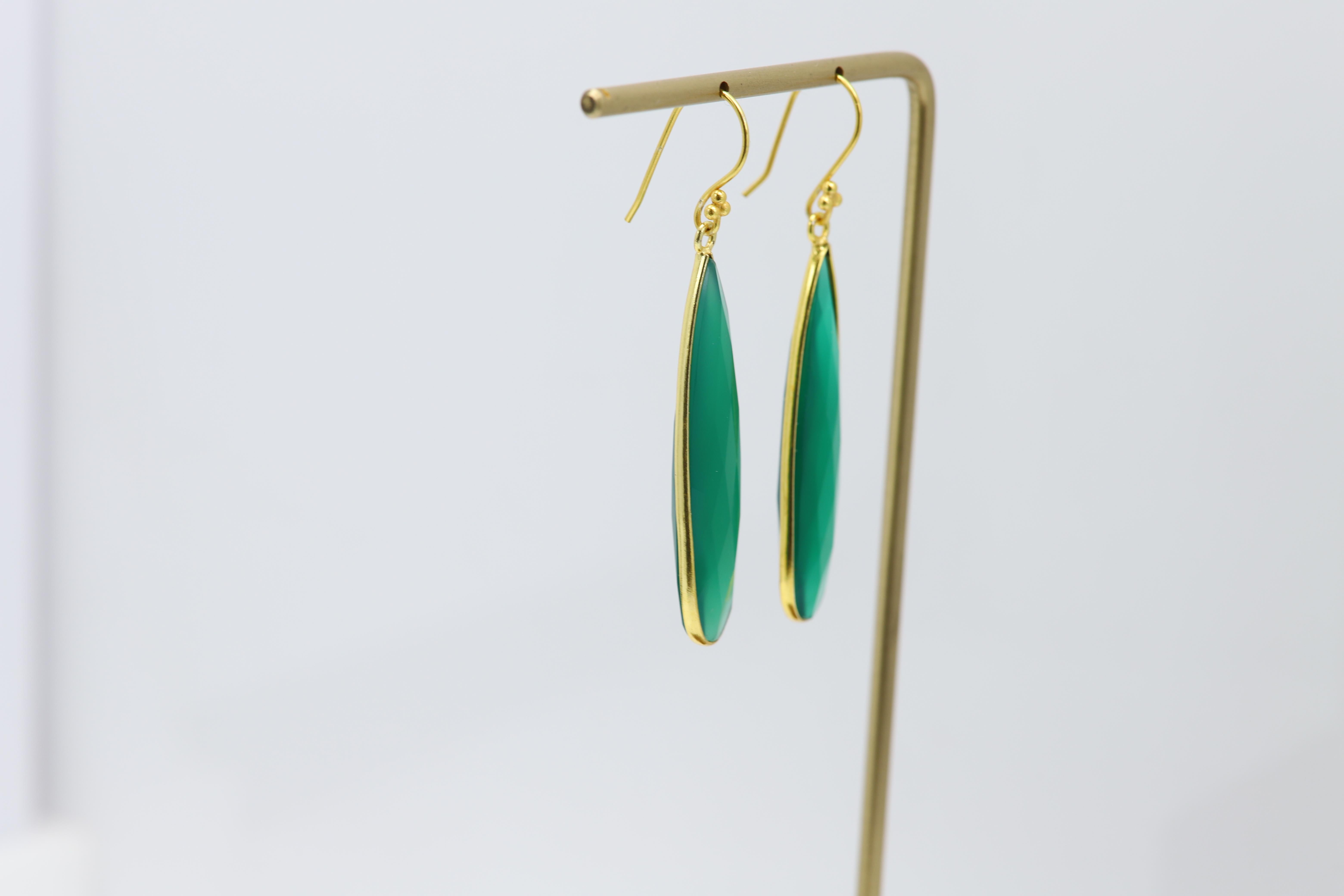 Green Onyx Dangle Earrings Sterling Silver Chandelier Earring 2
