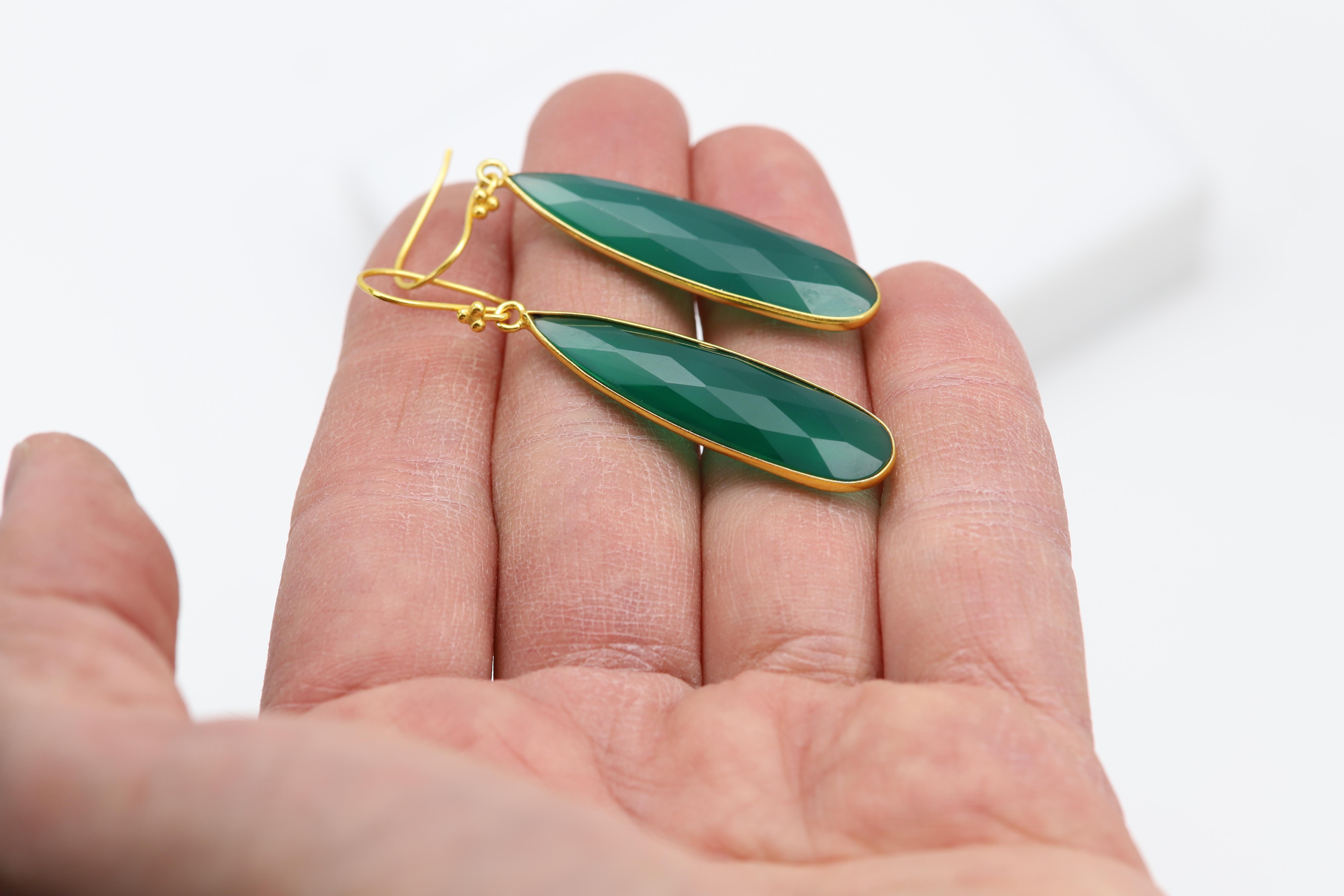 Green Onyx Dangle Earrings Sterling Silver Chandelier Earring 3