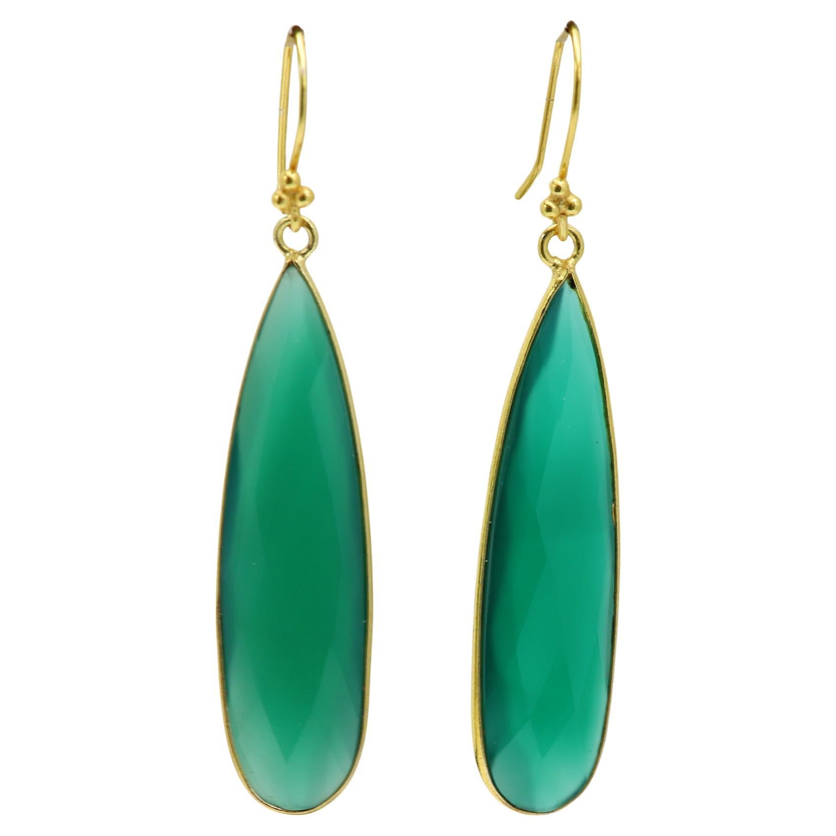 Green Onyx Dangle Earrings Sterling Silver Chandelier Earring