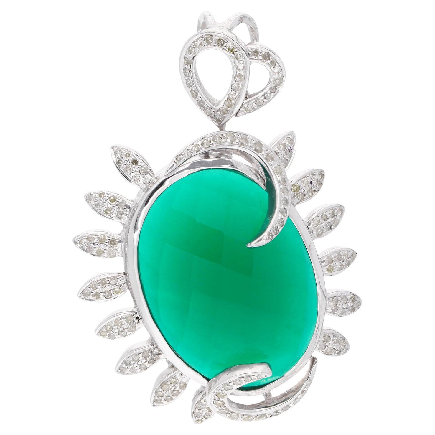 Real 1.70 Carat Pave Diamond Knot Pendant 18 Karat Gold Silver Handmade Jewelry For Sale at 1stDibs