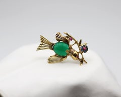 Green Onyx Dove Brooch