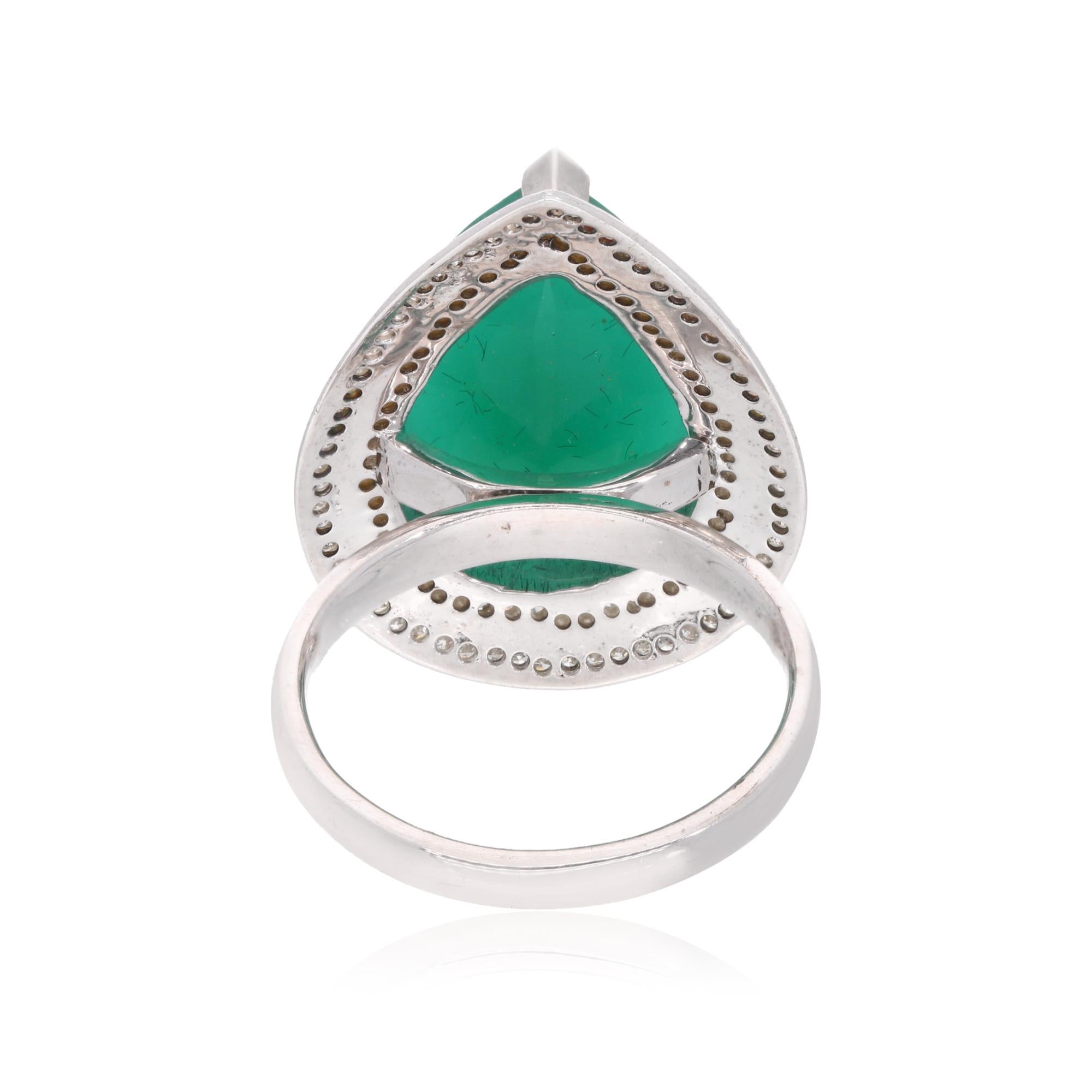 Green Onyx Gemstone Earrings Ring Pendant Set Silver Diamond Handmade Jewelry For Sale 5