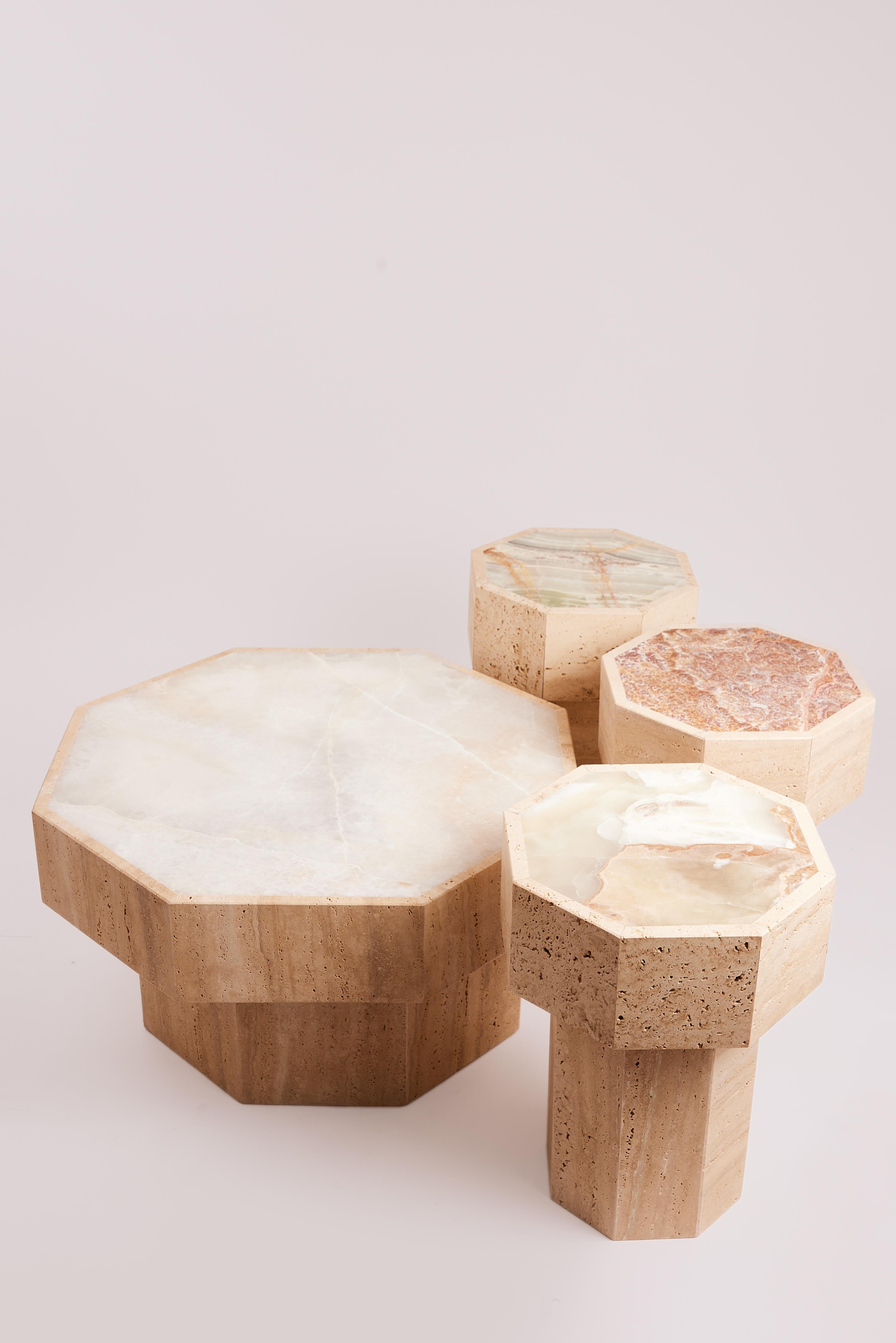 XXIe siècle et contemporain Table d'appoint Gisele en onyx vert du Studio Gaia Paris en vente