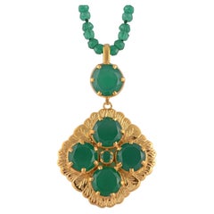 Green Onyx Gold Plate Statement Pendant