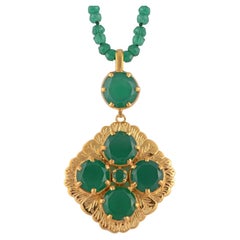 Green Onyx Gold Plate Pendant