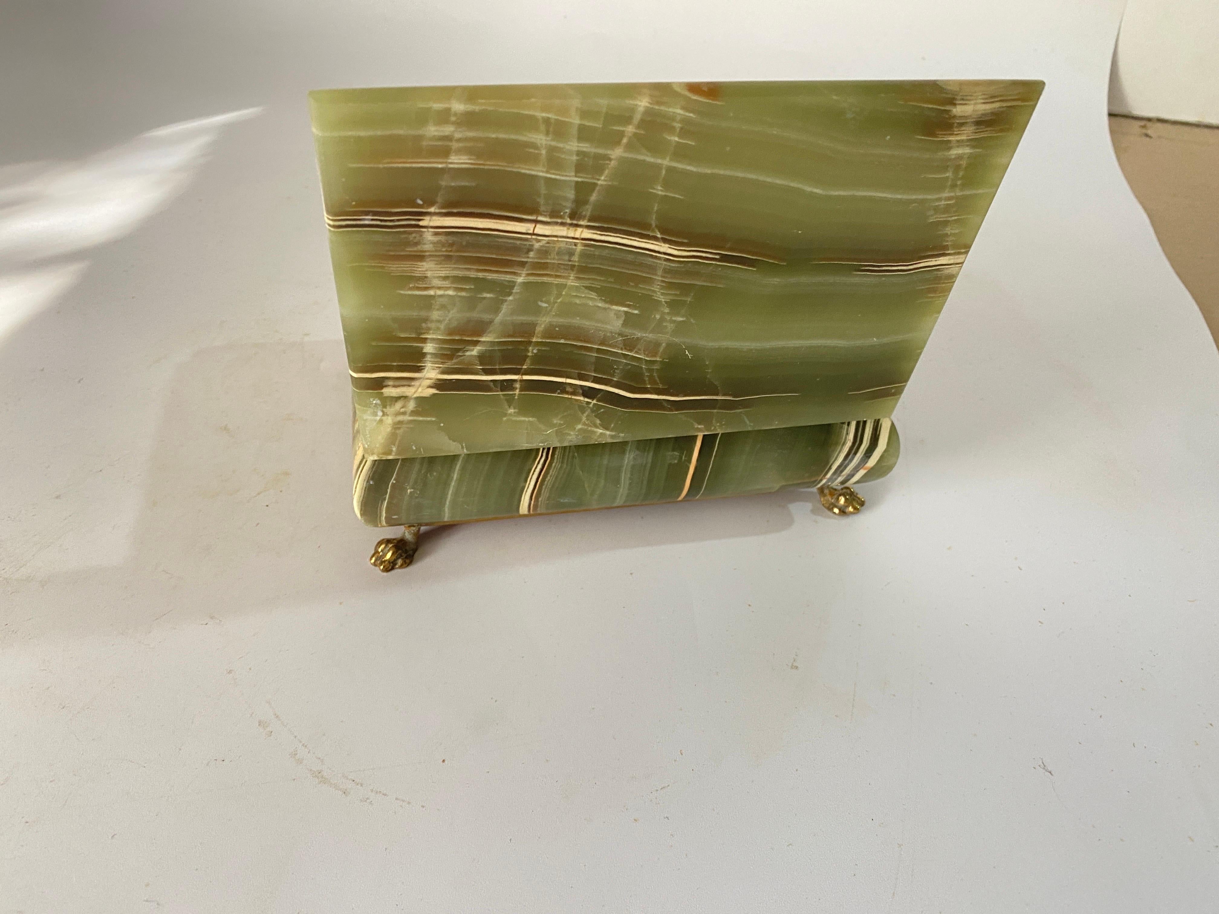  Green Onyx Marble and Brass Jewelry Display Box, Italy 1950 In Good Condition For Sale In Auribeau sur Siagne, FR